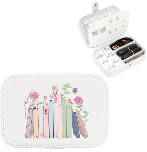 WALLFID Schmuckkästchen, Schmuckkästchen für Reisen, weiße Schmuckbox für Ringe, Ohrringe, Halsketten, Lippenstift, Cadeau Geburtstag Damen, Musikalbum, ideal für Leseliebhaber (Album)