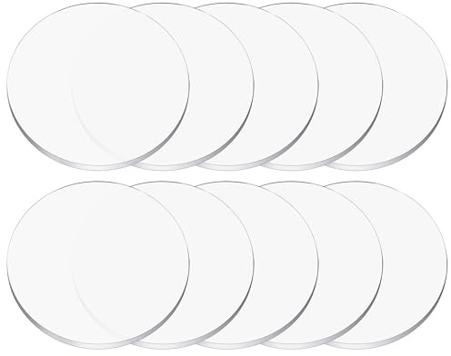 10 Stück 4 cm Klare Acrylscheibe, 5 mm dick, gegossenes PMMA, runde Platte, Acrylplatte Kreis aus synthetischem Glas, transparente Sockel für Figuren, DIY, Display