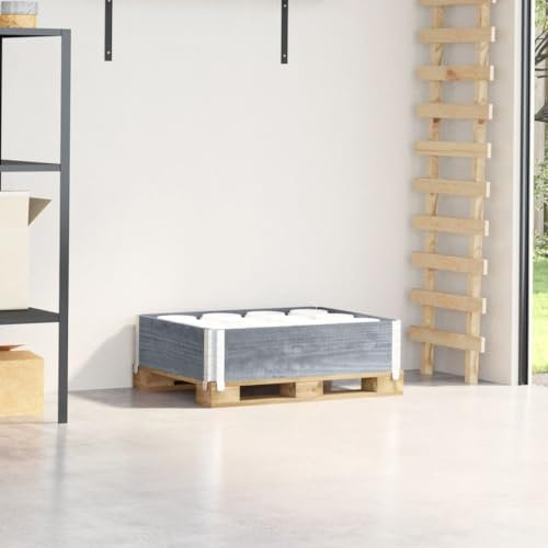 AUVYI Paletten-Rahmen 80x60x21,5 cm Paletten-Aufsatzrahmen Hochbeet Rechteckig Hochbeete für Gartenbeet Gemüsebeet Pflanzbereichen aus Holz Grau Massives Kiefernholz