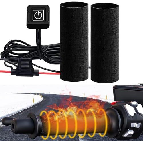 Motorcycle Heated Grip Pads 12V Compatible with Harley Davidson, Universal Motorcycles & ATVs Heating Handlebar Cover - 3 Temperature Adjustable & Fast Heating Hand Heater Warmer for Riding