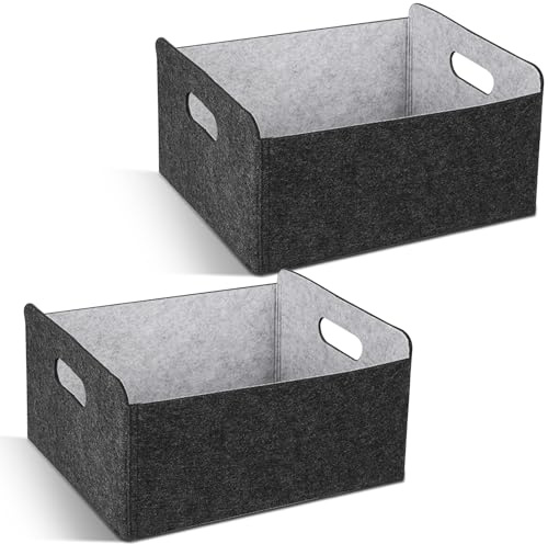 QGGTQG Aufbewahrungskorb Filz, Faltbarer Korb Aufbewahrung, 2 Stück Aufbewahrungsbox Filz, Verdicken Filzbox Aufbewahrung, Filzkorb, für Regale, Schränke, Zuhause, Büro