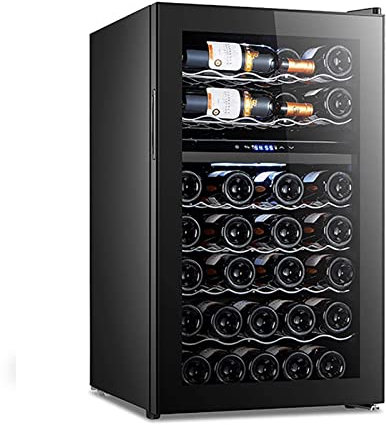 XNYXLPP Refrigerador De Vino Tinto Refrigerador 38 Botellas Bodega De Una Sola Zona Refrigerador De Vino Puerta De Doble Vidrio Circulación Hidratante