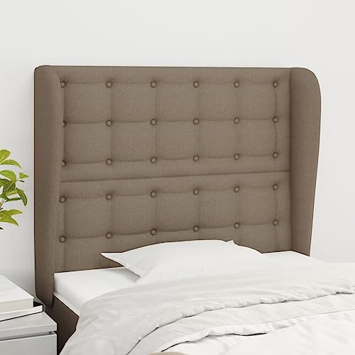 Sufrk Kopfteil mit Ohren Bett Kopfteil Kopfenden Bed Headboard Bettkopfteil Kopfteil Taupe 93x23x118/128 cm Stoff - 3118376