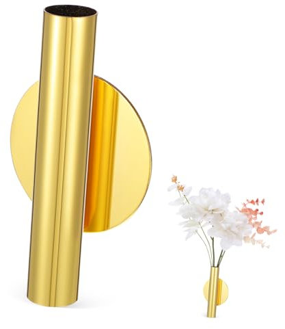 VINTORKY Wandvase Metall Gold Wandpflanzgefäß Klebstoffmontage Wandvasen Für Echte Blumen Zur Raumdekoration