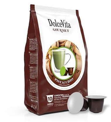 60 Capsule Bevanda al PISTACCHIO marca DOLCE VITA Compatibili con macchine Nespresso - Senza Glutine - Senza Soia