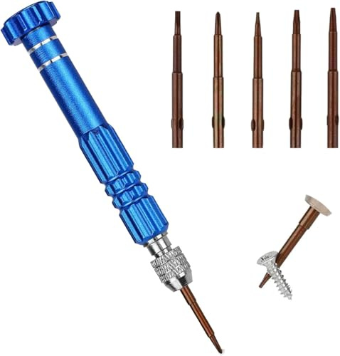 Mini Schraubenzieher Set,Blau Schraubenzieher Klein,Mini Schraubendreher mit 5 Schraubendreherkopf,Tragbar Schraubenzieher Brille,für Reparatur Brillen Laptops Schmuck