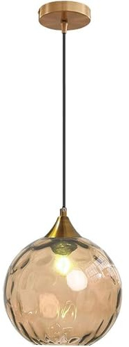 Lámpara colgante de cristal con forma de globo, moderna, de bronce y dorada, con bola de cristal de colores, lámpara colgante ajustable, decoración del hogar for sala de estar, cocina, isla(Amber)
