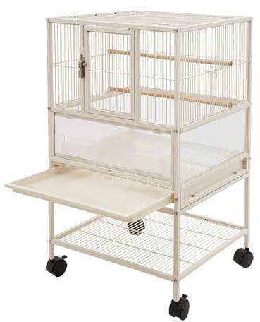 Vogelkäfig, 48.5x46x83cm Vogelvoliere Vogelflugkäfig, Stehender großer Vogelkäfig für Kleine und Mittelgroße Vögel wie Wellensittiche, Sittiche