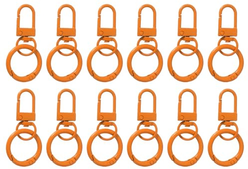 PATIKIL 12 cierres de pinza de langosta, coloridos ganchos giratorios de metal con anillos de resorte, clips de gatillo para bolsos, puertas, llaveros, manualidades, joyería, color naranja