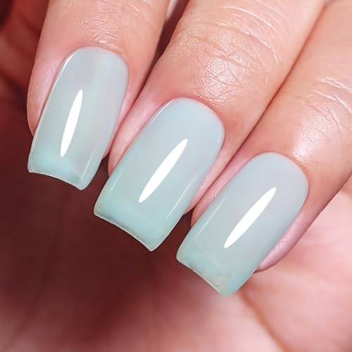 Ozzeal Jelly UV Nagellack, Jade Grün Gelee UV Gel Nagellack Transparent Frühling Sommer Jelly Gel Nail Polish für Nail Art DIY Maniküre Soak Off LED 15ML