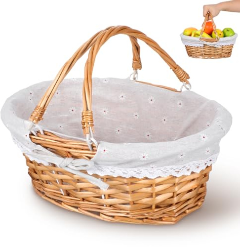 GALPADA Weidenkorb Mit Henkel Handgewebter Kleiner Aufbewahrungskorb Geflochten FüR Picknick Und BlumenmäDchen Hochzeit Rustikaler Korb FüR Zuhause Und Garten