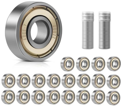 20 Stück Kugellager, 608ZZ Kugellager, Kugellager 8x22x7 mm, Double Shielded Miniatur Rillenkugellager, Carbonstahl Präzisionslager, 608 Kugellager für Skateboards, Rollerblades, Fahrräder (20)