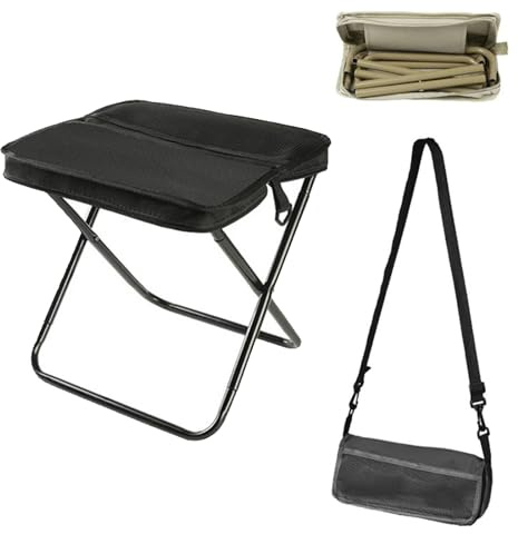 Klapphocker Faltbar,Campinghocker Faltbarer Rucksackhocker, Tragbarer Zusammenklappbarer Teleskophocker Leichtgewicht, Mini Outdoor Camping Klappstühle, Camping Hocker für Reisen Wandern Camping(Schwa