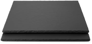 Set di 2 piatti in ardesia rettangolari, 40 x 30 cm, piatti da portata in ardesia naturale, eleganti piatti per formaggio, tapas, sushi e barbecue, antiscivolo