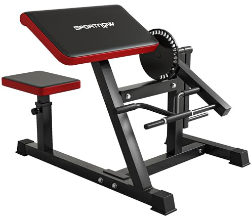 SPORTNOW Banc de Musculation pour Biceps, Machine à Biceps / Triceps 2-en-1 | Hauteur de l'Assise Réglable 5 Niveaux, Support pour Haltères, Charge Max. 120 kg, Équipement de Fitness, Gym, Musculation