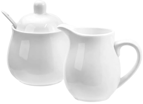 Service à café élégant en porcelaine blanche avec sucrier et pichet à crème pour thé et café