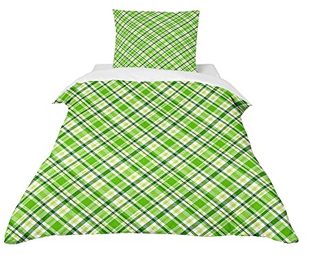 Odot Kinderbettwäsche für Jungen und Mädchen, Karo-Stil Muster Kleinkinder Bettwäsche-Set, Bettbezug & Passenden Kopfkissenbezug, Kinderbettwäsche Set (Grün,100x135cm)