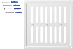 DEMLOU Kvadratiskt Justerbart Ventilationsgaller 25x25 cm – Vit RAL 9016 Pulverlackerad Luftventil i Stål med Rörliga Lameller – Vägg- eller Takventil.