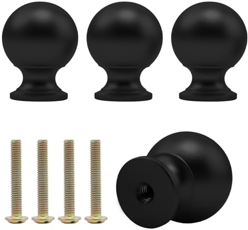 ATTEEFI 4 Stück Schubladenknauf, Runden Schrankknöpfe Schwarz, Robust Schrank Knauf, mit 4 Schrauben, für Schubladen, Schränke, Kommoden und Kleiderschränke