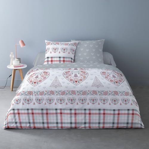 Housse de Couette 240x220 + 2 taies Flanelle 100% Coton