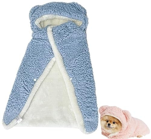 Husdjurskappa, Varm Flanellhuvad Hundkappa Wrap Hundkappa Filt Söt Mjuk Flanellhund Varm Kappa Hundmantel For Hundar Katter(Blue,S)