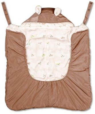 SONARIN Winddichte Babytrage Bezug,Warm Winter Tragecover mit Kapuze & Korallenfleece-Futter,Universal Tragetuchhüllen Fußsack Umhänge Bezug für Babytragen mit Fronttasche(Kaffee)