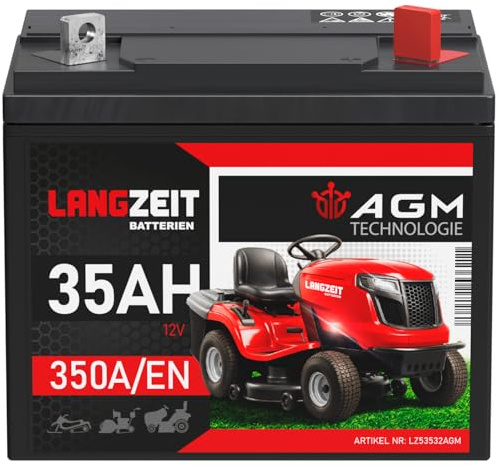 Langzeit Rasentraktor Batterie 12V 35Ah AGM U1R statt 30Ah 28Ah 26Ah 32Ah
