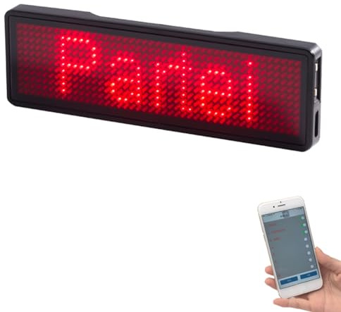 RASTKY Kabelloses -LED-Namensschild, Programmierbares, Wiederaufladbares Abzeichen für Restaurantgeschäfte, Design, Auffälliges LED-Schild für Kellner, Verkäufer (RASTKYpabwh675e1-1)