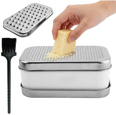 Cheese grater - with cleaning brush, stainless steel hand grater - Vegetable and potato grater, cheese grater,For onion potato ginger cucumber home apartment camping picnic