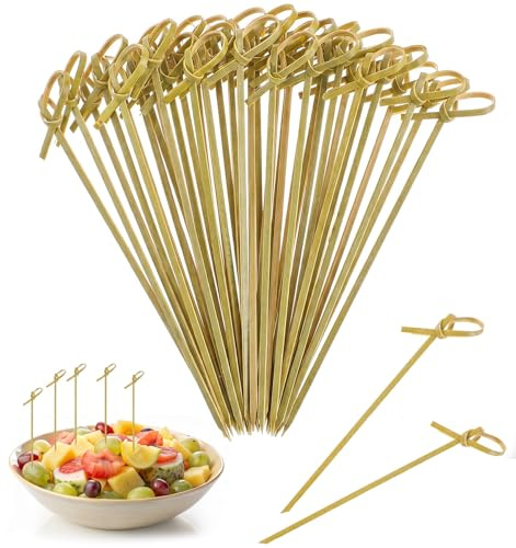 100 Stück Spieße Fingerfood Bambus Holzspieße mit Knoten Schaschlikspieße Holz spieße cocktailspieße 12cm spiesse für snacks fingerfood holzspieße Cocktails, Kleine Snacks, Antipasti