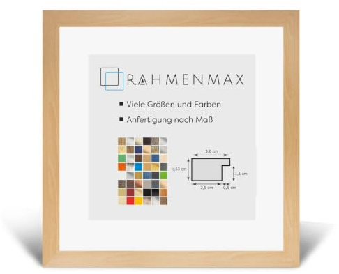 Morena MDF Rahmen für Bild 23x23cm Buche Dekor mit Acrylglas | zum Aufhängen Hoch- und Querformat/Maßanfertigung möglich/Puzzle Rahmen/mit 1mm klarem Acrylglas