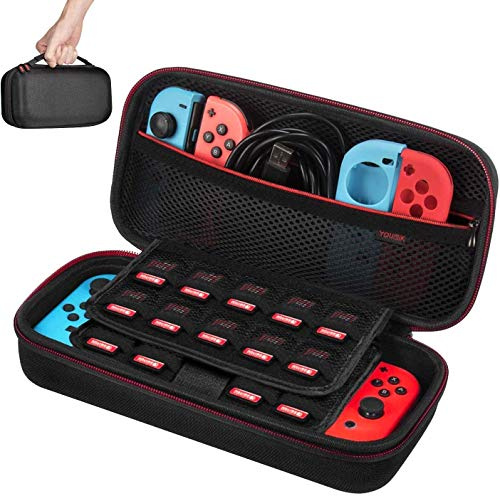 Younik Tasche für NS Switch / Switch OLED Upgrade Version Harte Reisetasche mit größerem Stauraum für 19 Spielkassetten und anderes NS Switch Zubehör