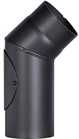 FIREFIX R120/B4T Ofenrohrbogen aus 2 mm starken Stahl (Rauchrohr) in 120 mm Durchmesser, für Kaminöfen und Feuerstellen, Senotherm, schwarz, 45 Grad, mit Reinigungstür