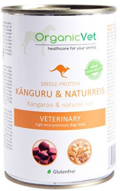OrganicVet Hund Nassfutter Veterinary Single-Protein Känguru und Naturreis, 6er Pack (6 x 400 g)