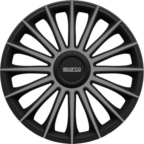 Sparco spc1593bkgr Set von 4 Radkappen 15 Zoll Treviso, Schwarz/Silber