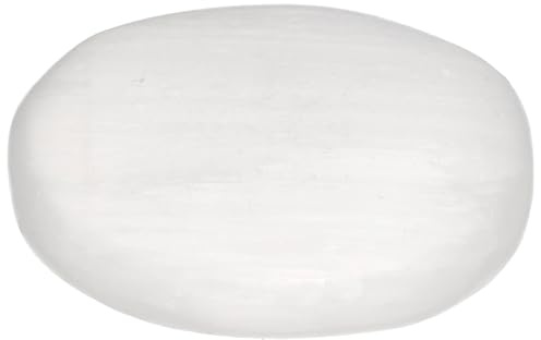 Selenit Scheibenstein 3-5 cm Handschmeichler Edelstein Heilstein | Inkl. Edelsteinkarte | Flach & poliert – für die Hosentasche | Ideal als Geschenk