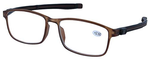 praktische Magnet-Lesebrille / -hilfe ROGER mit auszieh- und verbindbaren Bügelenden in braun +1,50 dpt
