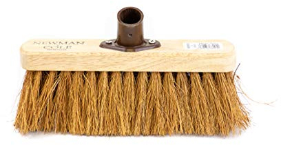 Newman and Cole 10 Wooden Broom Head with Soft Natural Coco Bristle Replacement Broom Head Indoor or Outdoor Broom Floor Sweeping Brush with Plastic Fixing Bracket Connector (10 Soft Natural Coco)