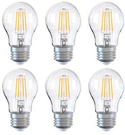 DGO E27 Bulb, Dimmable LED Light Bulb, A60 Energy Saving Light Bulbs 6W (Equivalent to 60W), Edison Filament Screw Bulb, 6 Pack