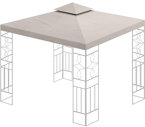 Ersatzdach 360g/m² Dach EXTRA STARK PVC Beschichtung Pavillondach 100% Wasserdicht Pavillon 3x3m (Graubeige #17)