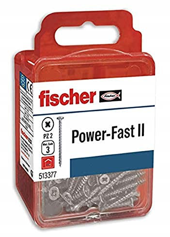 fischer Power-Fast II Spezial-Holzschrauben, 4,5 x 40 mm, zum Verschrauben von Holz, Verbindung von Massivholz, Befestigung von Holzteilen, 12 Stück