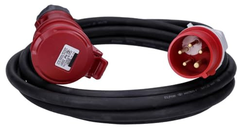 Voxura CEE-Kabel Verlängerungskabel Starkstromkabel 5-polig 400V H07RN-F 5G 2,5 16/5 16A IP44 Phasenwender Starkstrom 5m