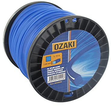 OZAKI - Bobina de Hilo de Nailon Cuadrado - Longitud 60 m - Ø 3,00 mm - Materias vírgenes - Alta Durabilidad - Excelente sujeción con Ojal, Azul