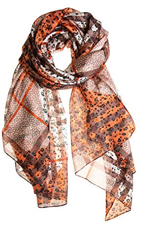 Tinitex Seidenschal Halstuch Schal Chiffon Streifen braun 180x110cm Grafikprint