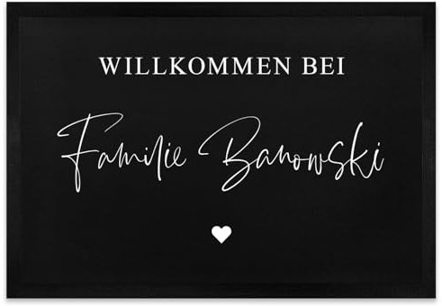 tassenprinter Fußmatte - Herzlich Willkommen - ironisch lustig Türmatte Fußabtreter Schmutzfangmatte Deko - dünn rutschfest 60x40cm (Willkommen bei)