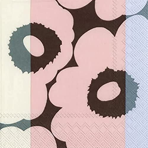 Boston International Marimekko Papierservietten, 3-lagig, 20 Stück, Lunchgröße, Unikko Ralli Rose