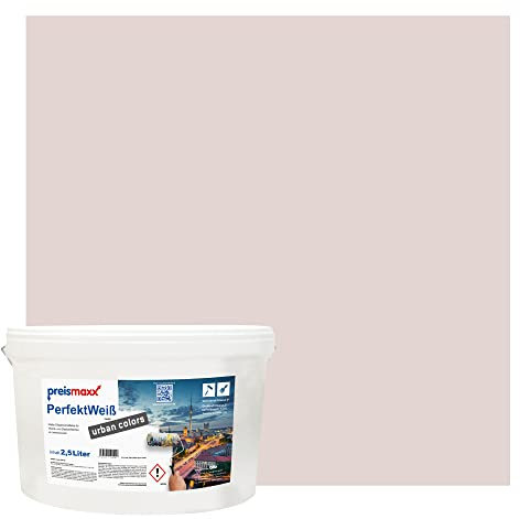 Preismaxx Perfektweiß urban colors, bunte Wandfarbe, rosa, beigerosa, beige pink 2,5L, Innenfarbe, hohe Deckkraft Klasse 2, matt