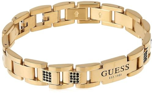 GUESS - Pulsera para hombre, acero dorado, 12 mm, JUMB01342JWYGBKT, One Size, Plata, No es una piedra preciosa