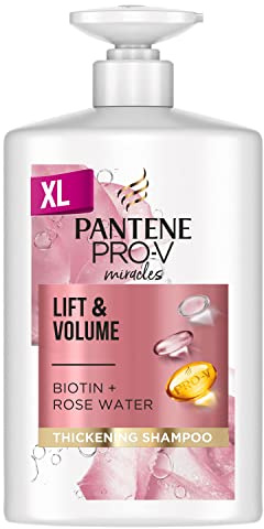 Pantene Champú Con Biotina Y Agua De Rosas, Champú Hidratante Y Voluminizador, Botella XL Con Dispensador, 1L