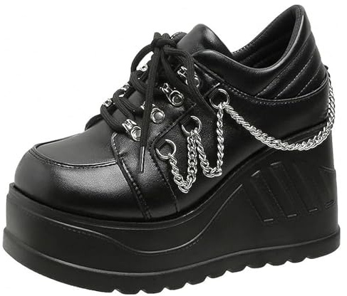 Ulalaza kvinnor Mary Jane klänning pumps Lolita-skor söt plattform gotisk dubbel ankelrem rund tå tjock klack uniform pumps skor perfekta för skolfest affärer arbete dans dejt nattklubb, S15 kedja grå